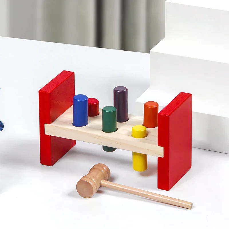 Montessori Houten Hamer Speelgoed Kinderen Fijne Motoriek Zintuiglijk Spel Kleurcognitie Set Educatief Speelgoed Voor Autistische Kinderen