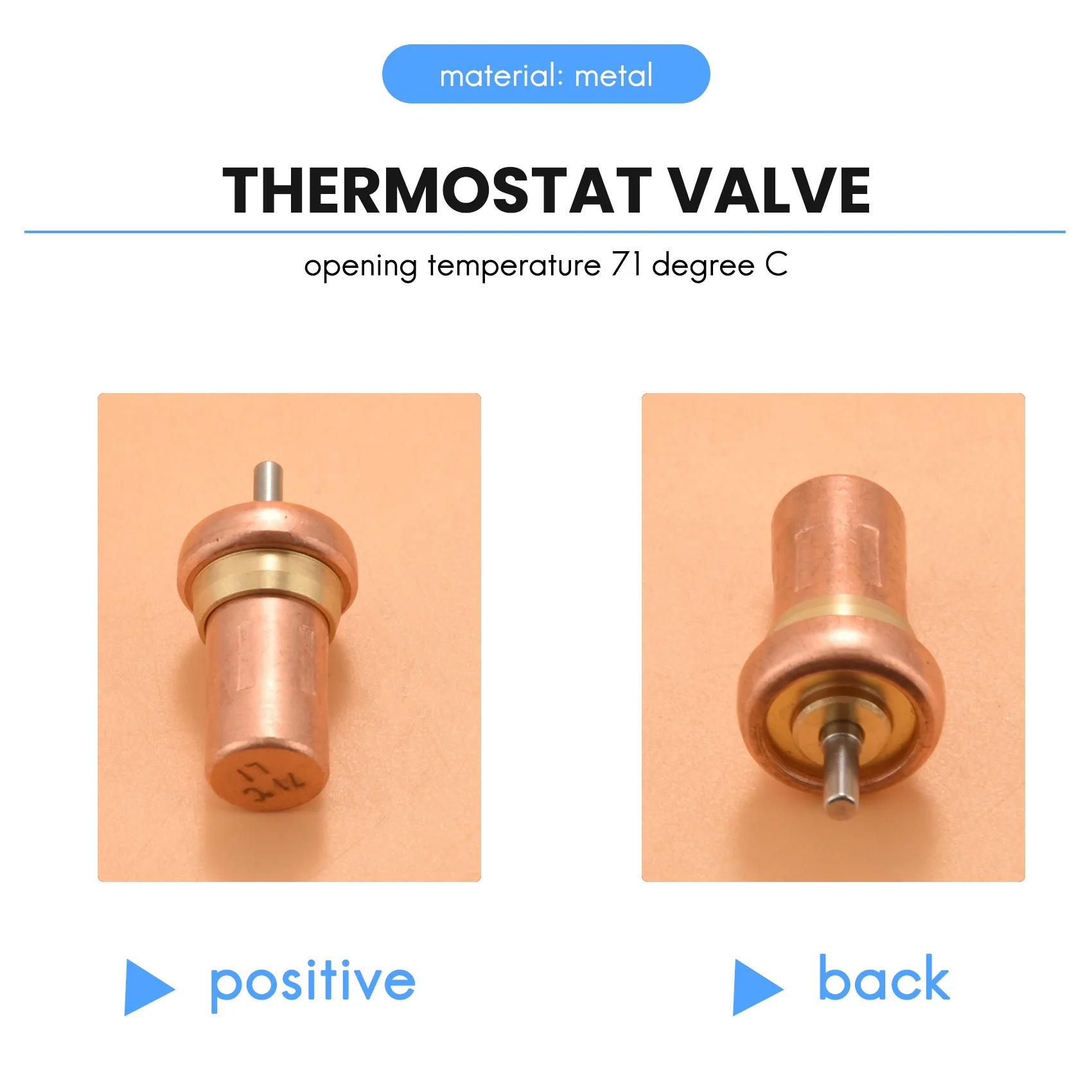 Replacement VMC Thermostat Valve Core Opening Temperature 71 Degree C