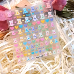 1 sheet Colorful Cute Bear New 5D Relief Nail Art Stickers Nail Decals for Manicure fashion Design DIY Happy Accessories