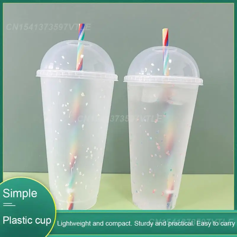 

Plastic Tumbler For Kitchen Bar Reusable 24oz/710ml Creative Drinkware Clear Straw Cups With Lid And Straw Juice Drinking