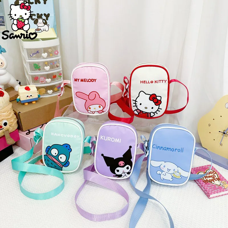 Sanrio Crossbody Bag Cinnamoroll Chest Bag Kuromi My Melody Coin Purse Hello Kitty Hangyodon Shoulder Bag Makeup Pouch Girl Gift