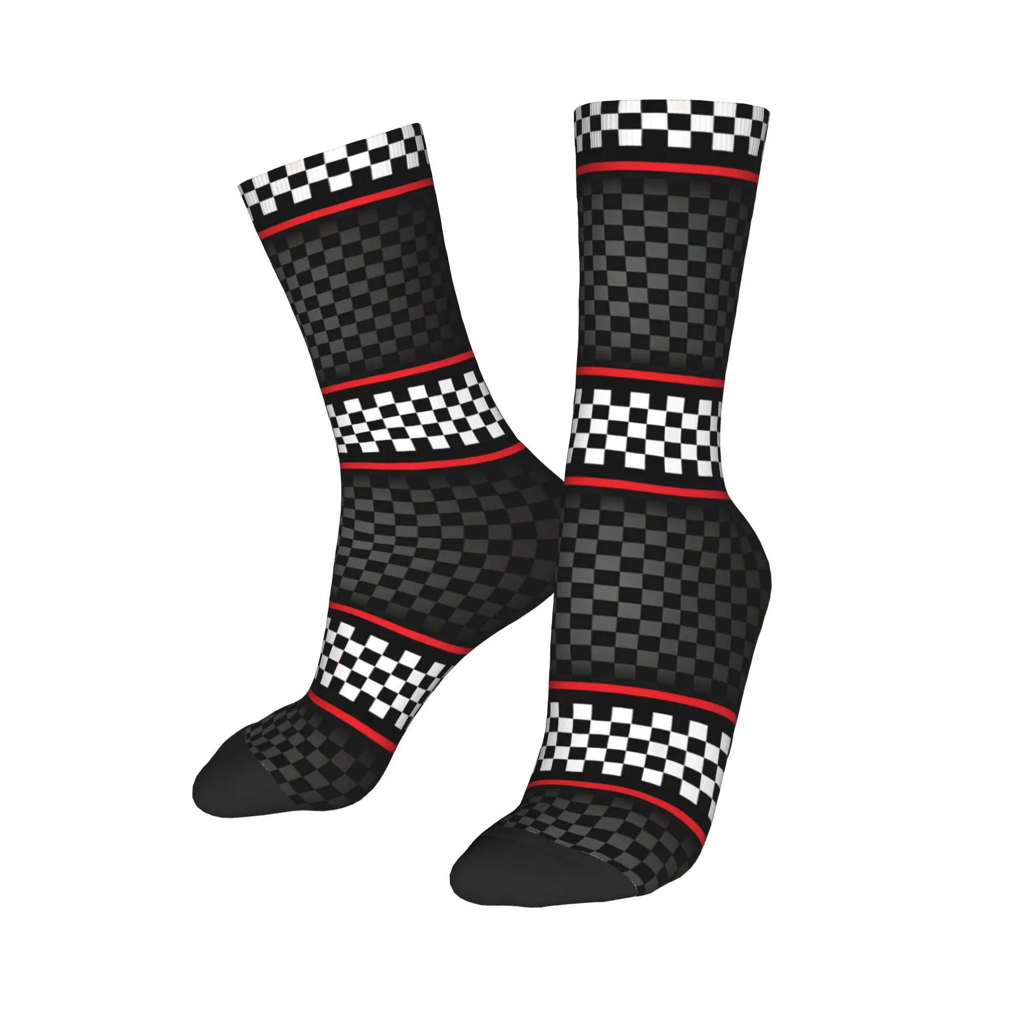 

Custom Kawaii Men's Racing Checkered Motor Dress Socks Unisex Breathbale Warm 3D Printing Crew Socks