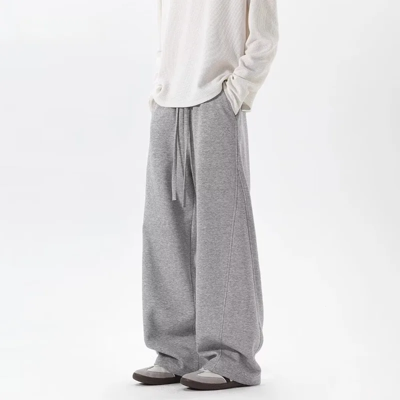 Men's Casual Trousers Korean Fashion High Street Straight Joggers Sweatpants 2026 Autumn Winter Baggy Sports Pants Men Clothing