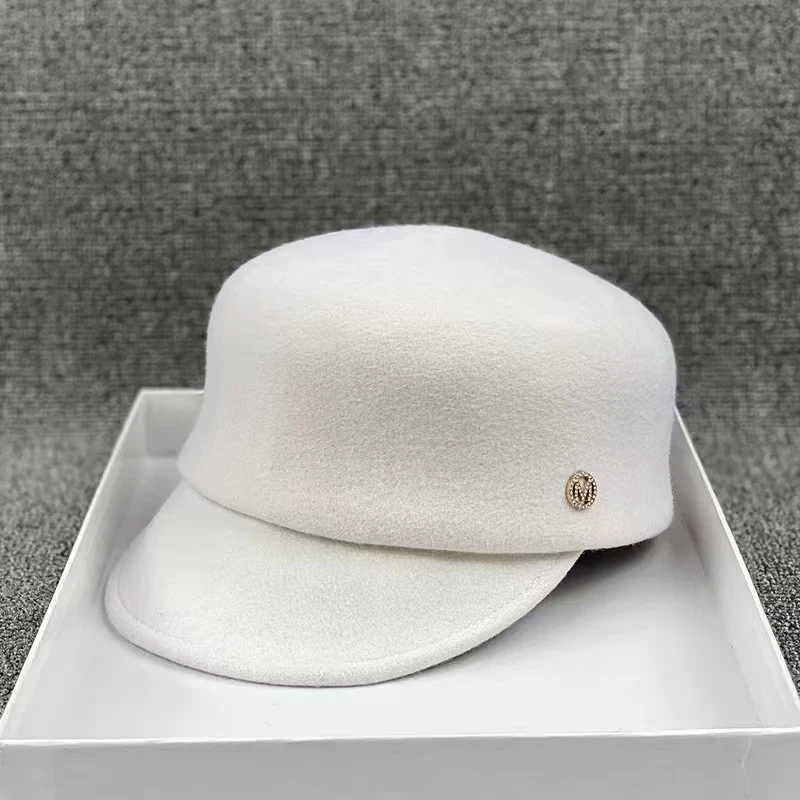 2024 New laotou chic dropshipping winter wool felt japan m letter street visors cap men women leisure Equestrian hat