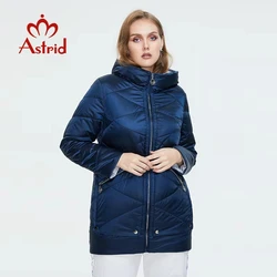 2022 Astrid winter jacket women Contrast color Waterproof fabric with cap design thin cotton clothing warm women parka Oversize