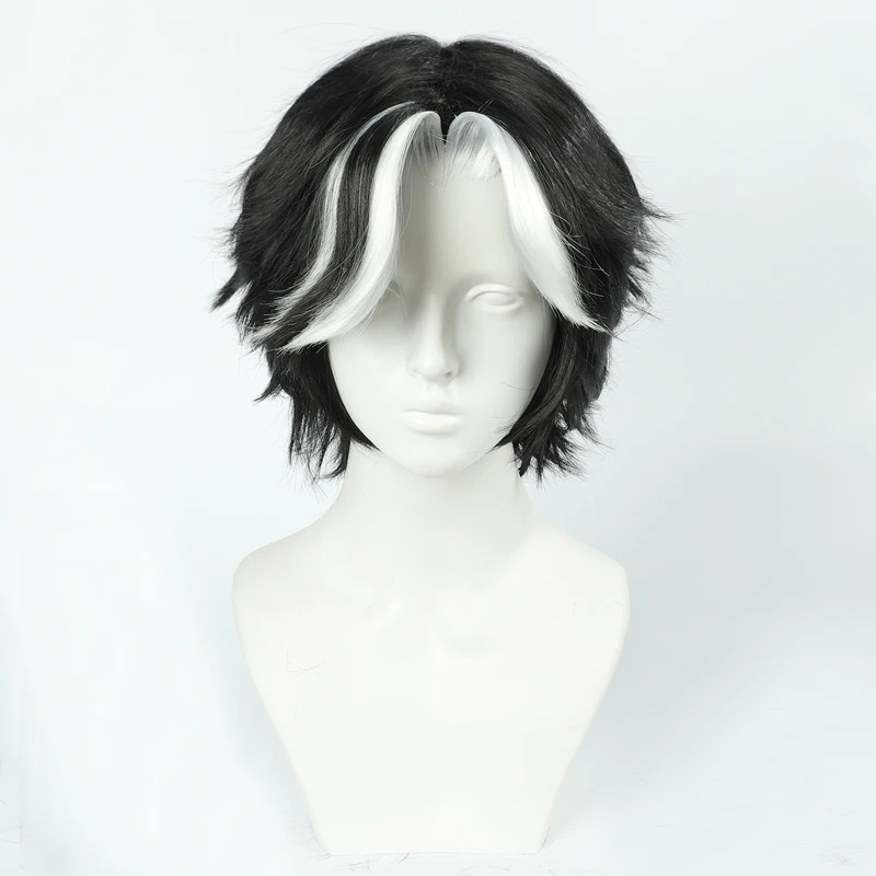 Anime Hazbin Husk Cosplay Wig Adult Unisex Black Synthetic Heat Resistant Hair Wigs Halloween Costume Props Accessories