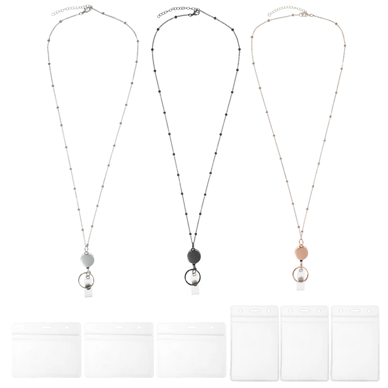 Elegante porta badge per camicia, cordino, catena, bobina, carta d'identità, chiave, portatile, pratico, accessorio da lavoro sicuro