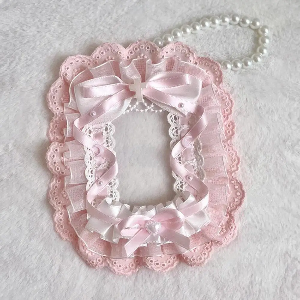 Cute Diy Pendant Card Holder Plush Ribbon Bow Anime Idol Photo Display Small Card Protector Sweet DIY Plush Card Holder
