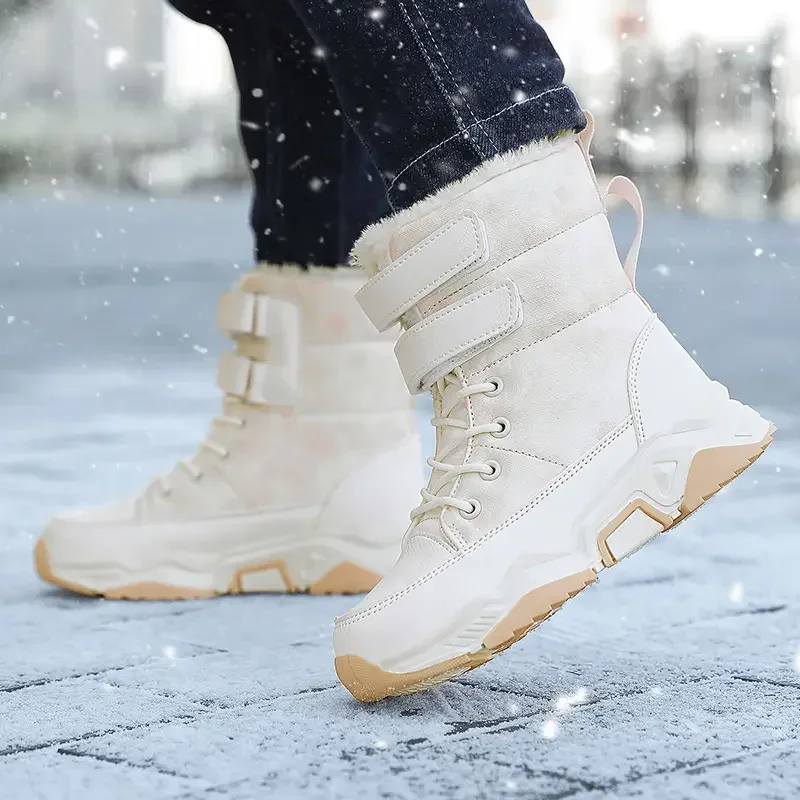 Botas de nieve antideslizantes para niños, zapatos informales para mantener el calor, de piel gruesa de alta calidad, de felpa, para invierno, 2024