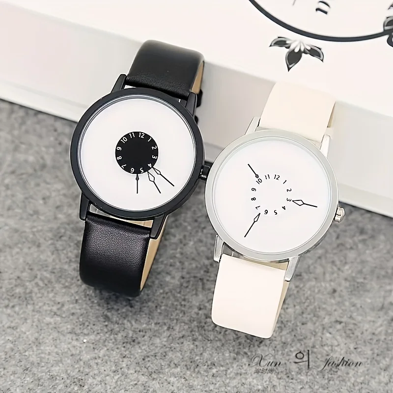 1PC Personality Concept Black Technology Watch Men and Women Handsome Trendy Couple Watch Pointless Concept Watch