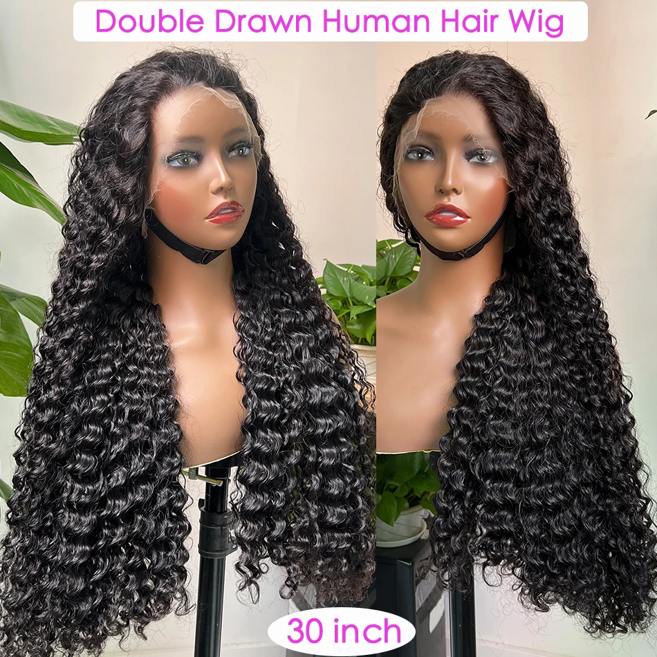 

Deep Wave Super Double Drawn Wigs Human Hair Preplucked Curly HD Lace 4x4 Closure Wig 13x4 Frontal Wig Full Natural Raw Hair