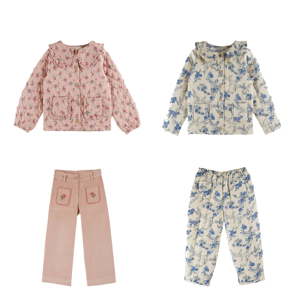 

kids coat aw25 em girls cute flower print warm cotton jacket child fashion thick outwear clothing