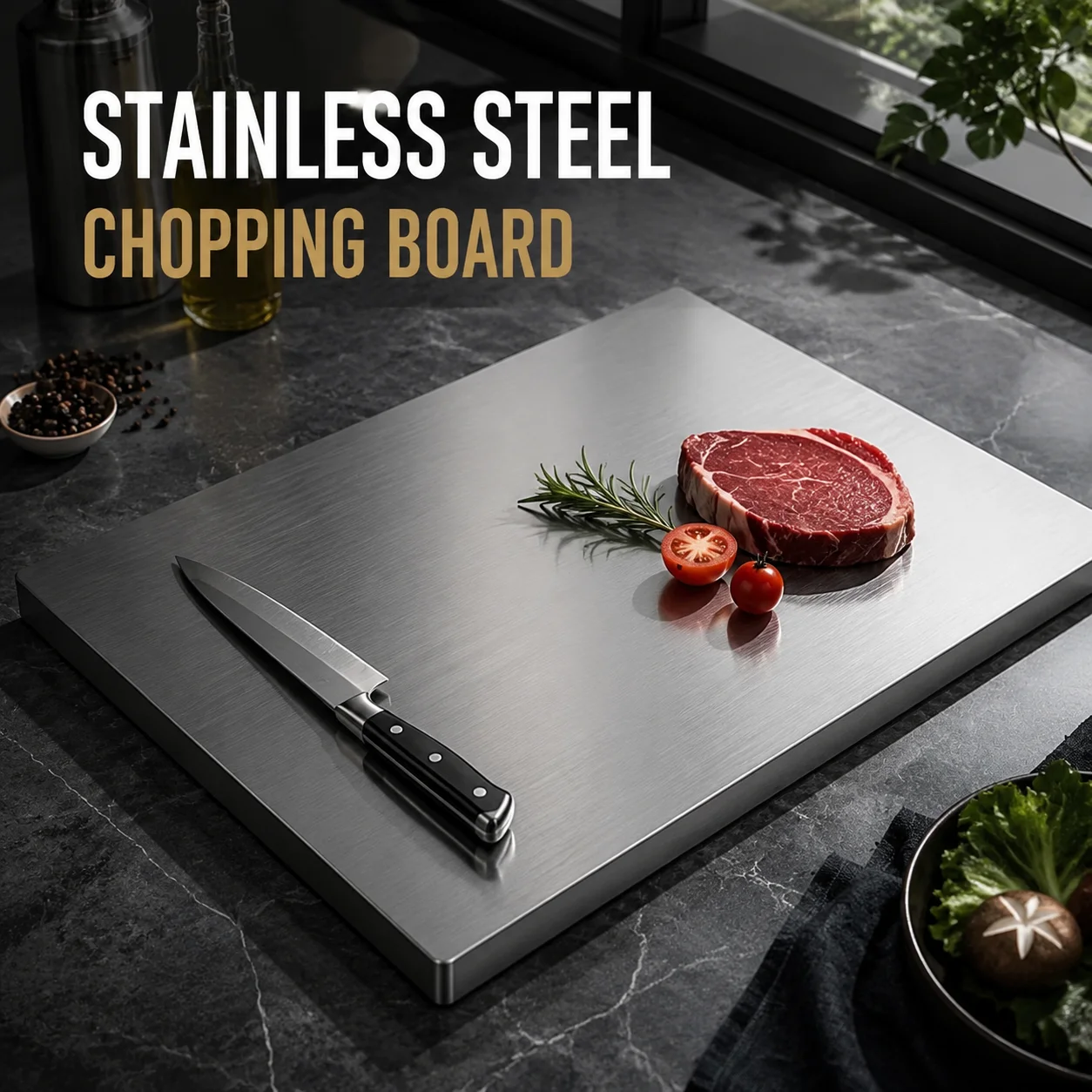 Stainless Steel Panel Kitchen Household Thickened Double‑Sided Kneaded Surface Cutting Board Mold‑Proof Antibacterial
