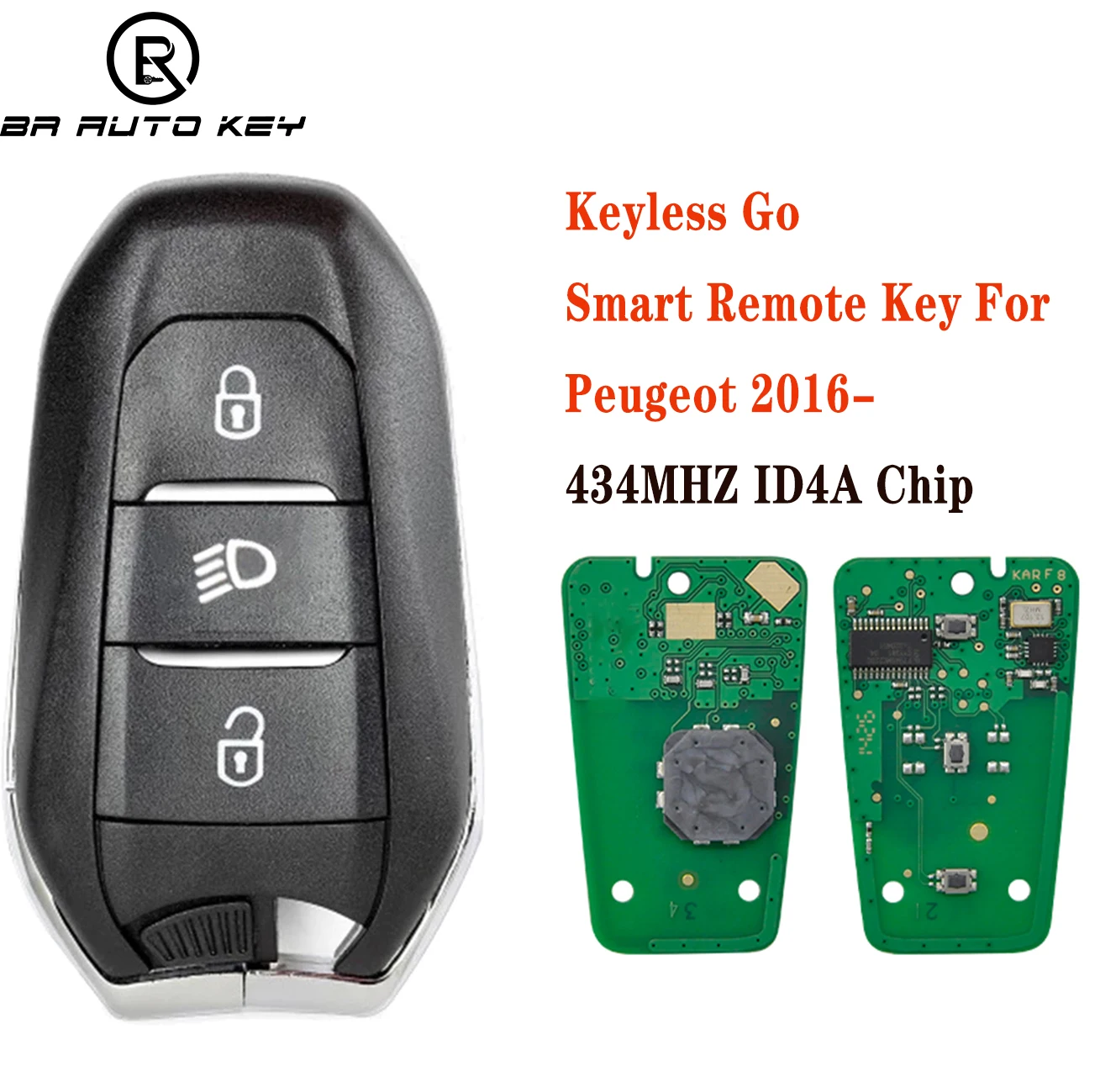 

Keyless Go Entry Fob Headlight Promixity Key For Peugeot 208 308 408 4008 508 5008 Key 2016-2019 ID4A Chip 433MHZ Auto Smart Key