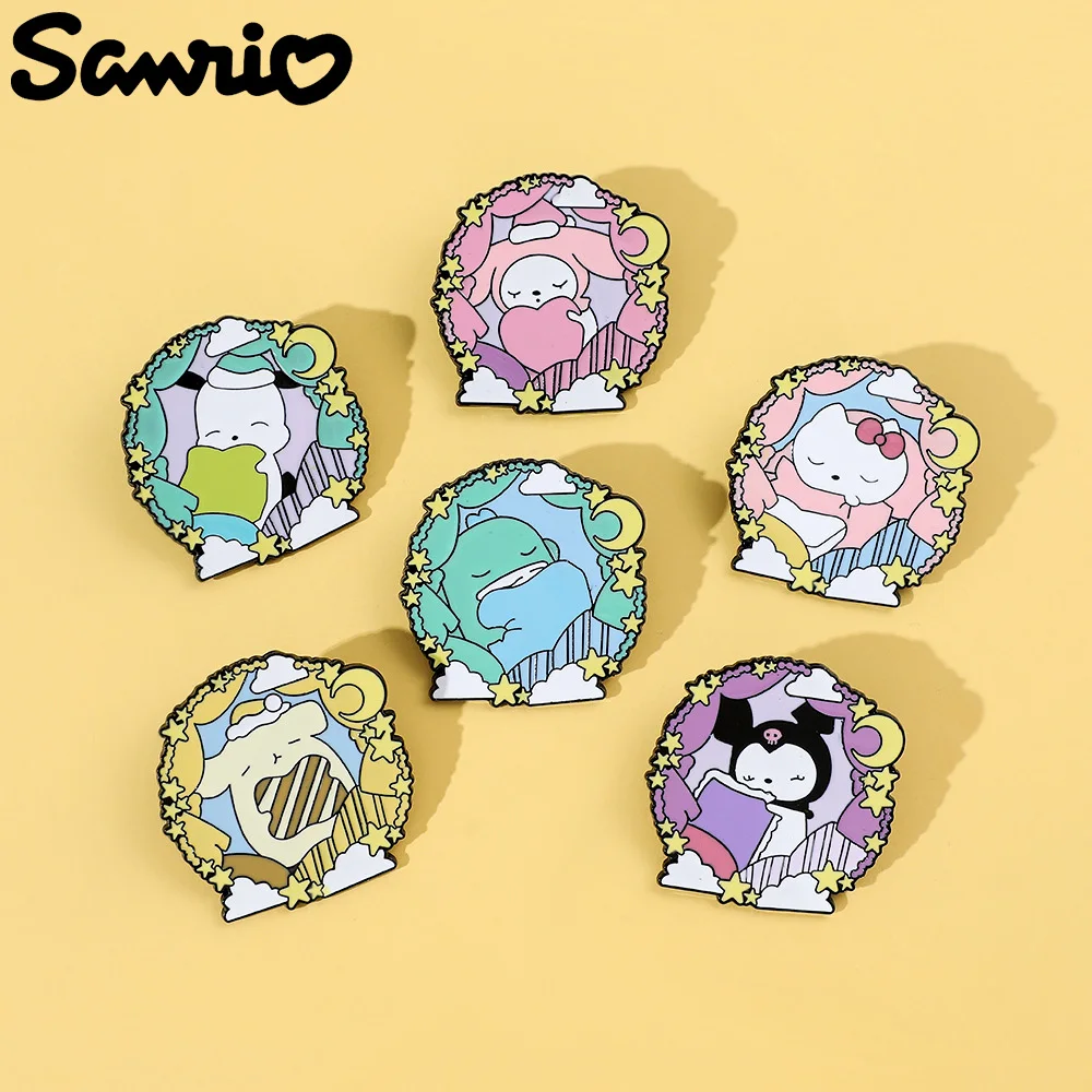 Sanrio Olá Kitty Kuromi Anime Broche, Figura Dos Desenhos Animados, Melodia Pompompurin Emblema De Metal, Kawaii Jóias Acessórios, Presentes