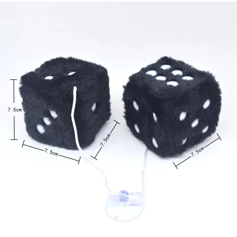 1 Pair of Fashionable Car Mirror Pendants Velvet Dice Creative Model Car Home Hanger Decoration Cube Car Styling Accessories