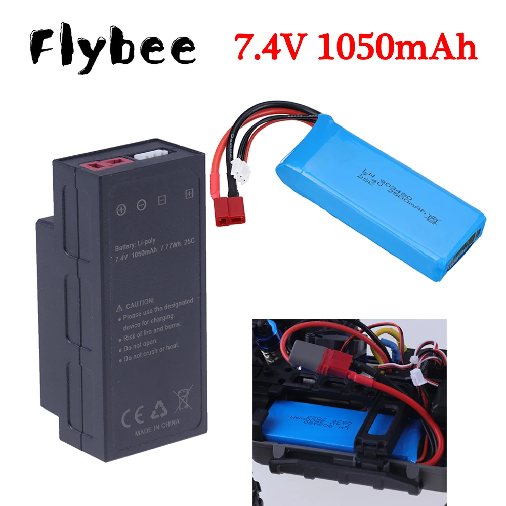 Upgraded 2500mah / 1050mah 7.4V RC Car Battery For MJX Hyper Go H16H H16E 16207 16208 16209 16210 1/16 RC Truck Racing Car Parts