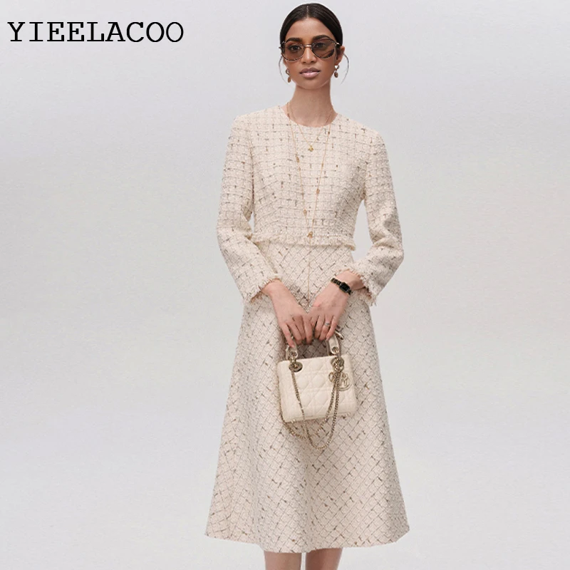 Beige Plaid Tweed D… - image