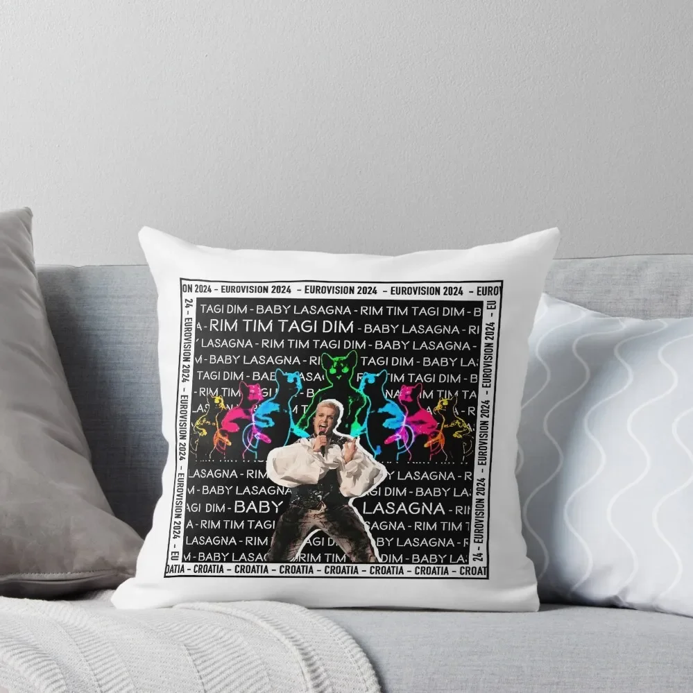 Eurovision 2024 Baby Lasagna Rim Tim Tagi Dim Croatia Throw Pillow Anime Throw Pillow Pillow