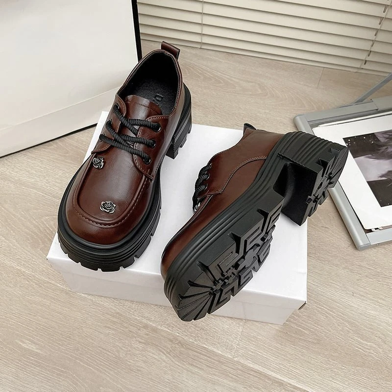 منصة المتسكعون للنساء النمط البريطاني الدانتيل يصل ماري جين أحذية الشقق مكتنزة وحيد أحذية من الجلد جولة تو المرأة حذا فردي للسيدات