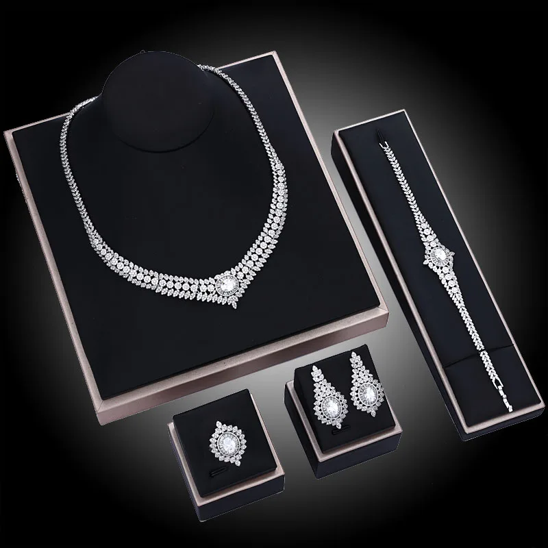 

Classic Fashion Bridal Full Zirconia Jewelry Sets Women Party Luxury Dubai CZ Crystal Wedding Party Necklace Conjunto de joyas