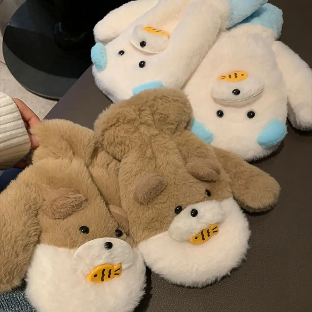 

Sweet Finger Gloves Bear Earmuff Scarf Eat Fish Hanging Rope Winter Earflap Windproof Cute Scarf Glove Set Skiing