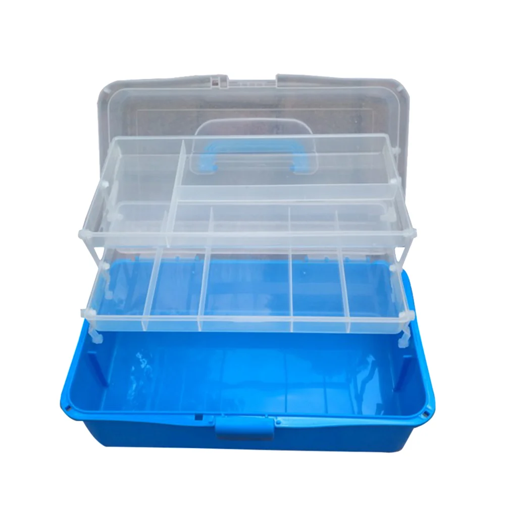 

Multifunction Box Storage Hand Box Portable Organizer Case with 3 Layers (Blue) multifunction tool box