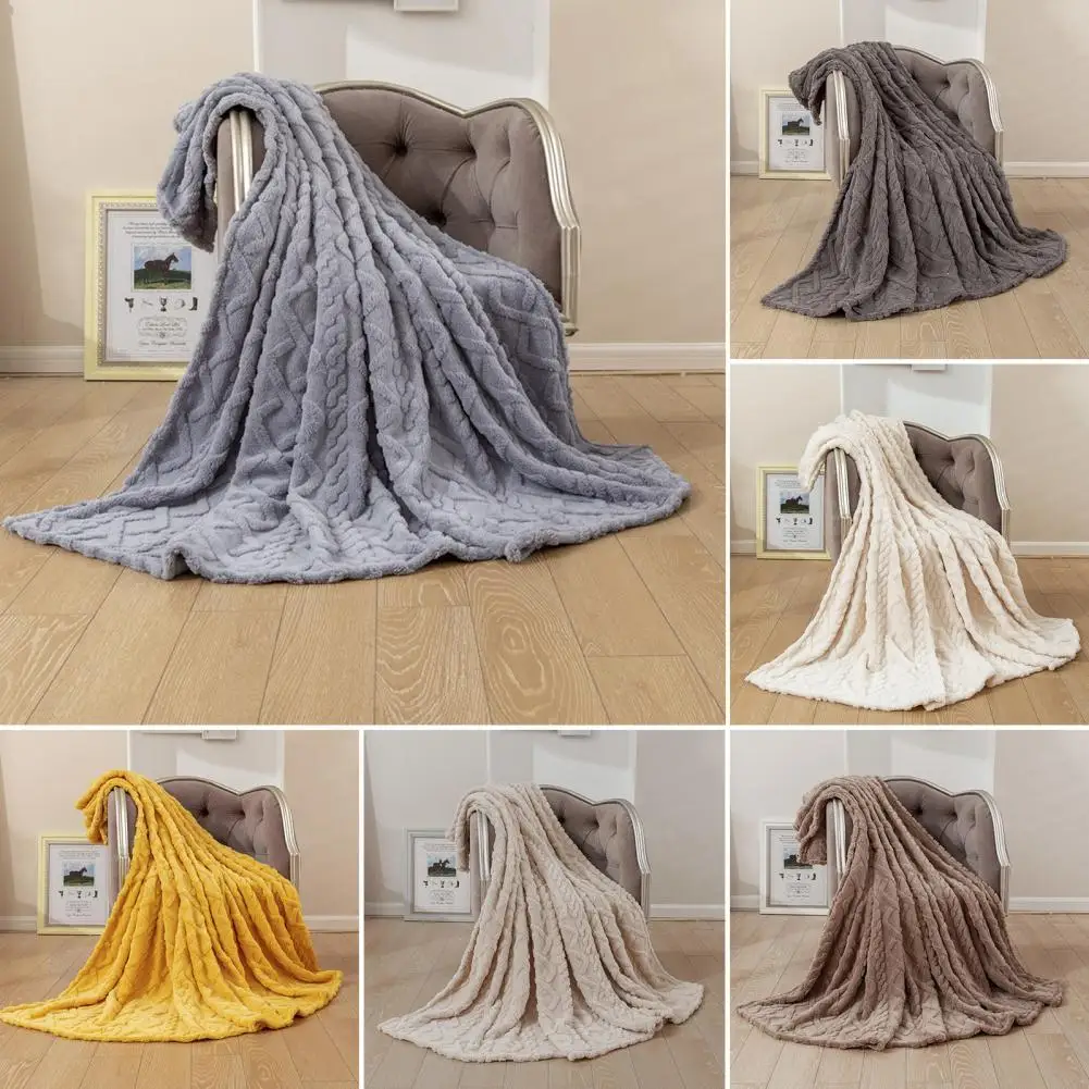 Plush Fleece Blanket Luxurious Super Soft Warm Solid Color Sofa Throw Bedding Blanket Machine Washable Bedding Blanket for Home