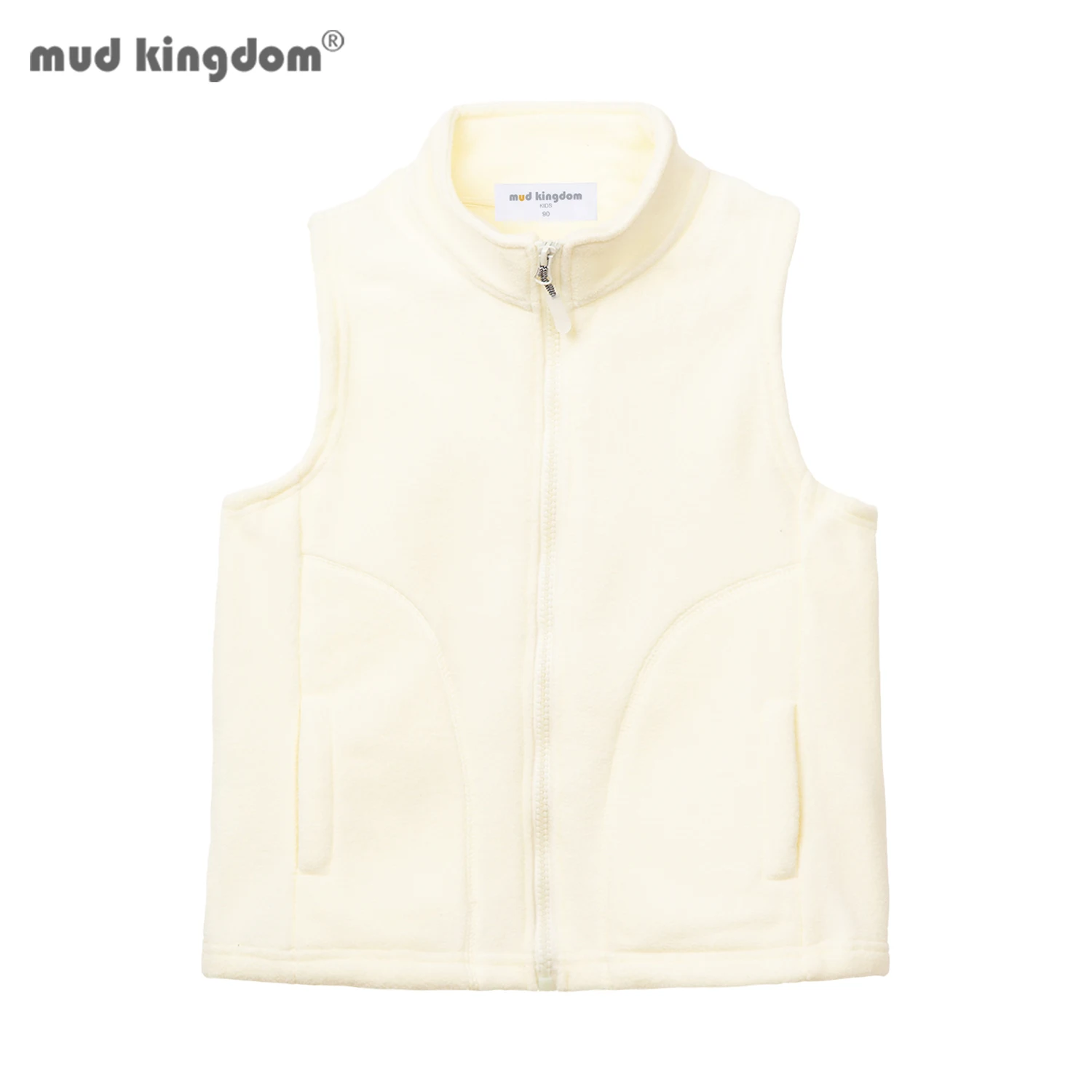 Mudkingdom Cute Girls Boys Fleece Vest Lightweight Full Zipper Sleeveless Jacket Kids Clothes Solid Toddler Coat Autumn Winter