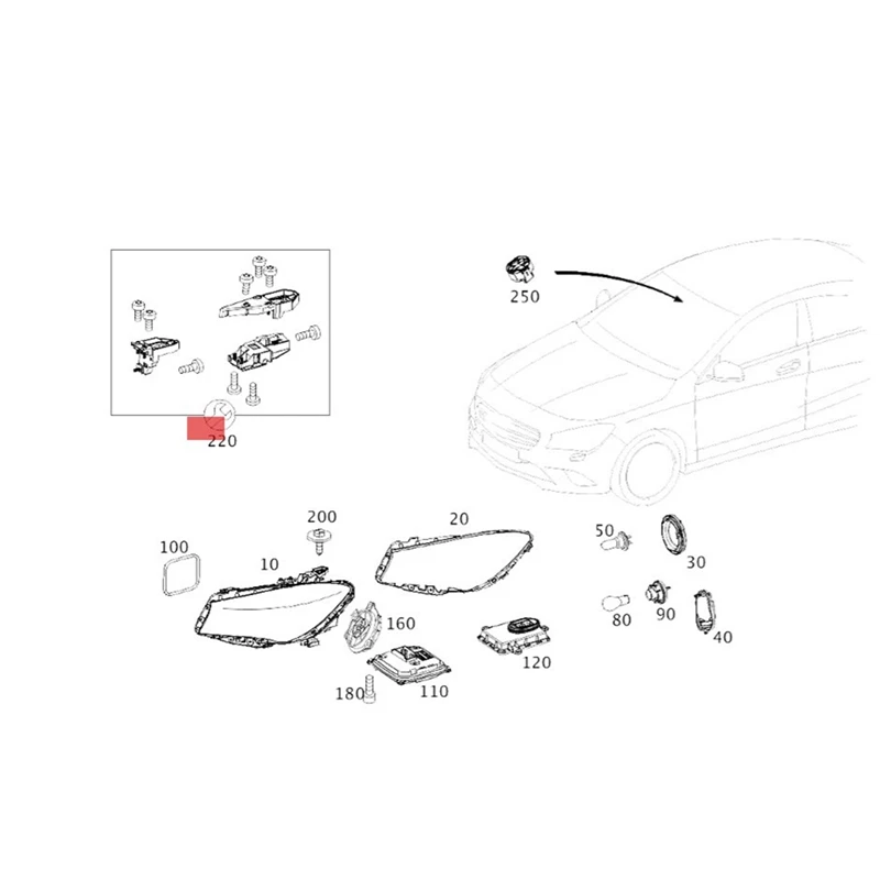 Car Headlight Repair Bracket Kits Fixed Holder Screw For Mercedes-Benz CLA-Class W177 2016-2018 A1178202500 A1178202600