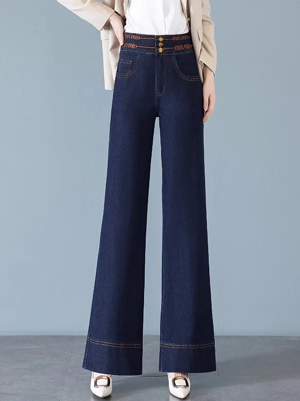 

Свободные широкие джинсовые джинсы, женские расклешенные прямые брюки с высокой талией, весна 2025 Faion, повседневные брюки больших размеров