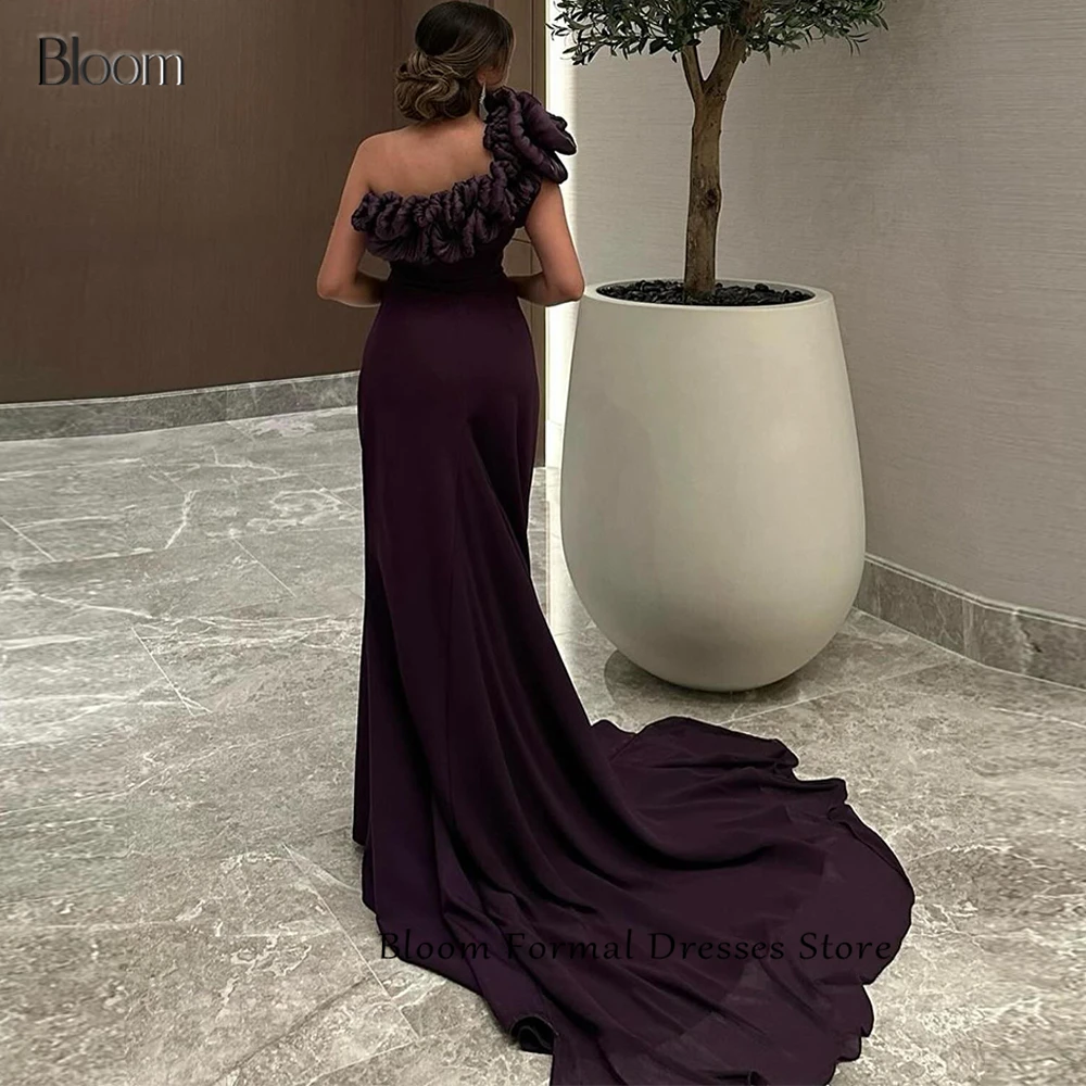 Bloom One Shoulder  Sweep Train Backless Pleats Sleeveless Mermaid Chiffon Ankle Length Ruffles  Classic Celebrity Dresses