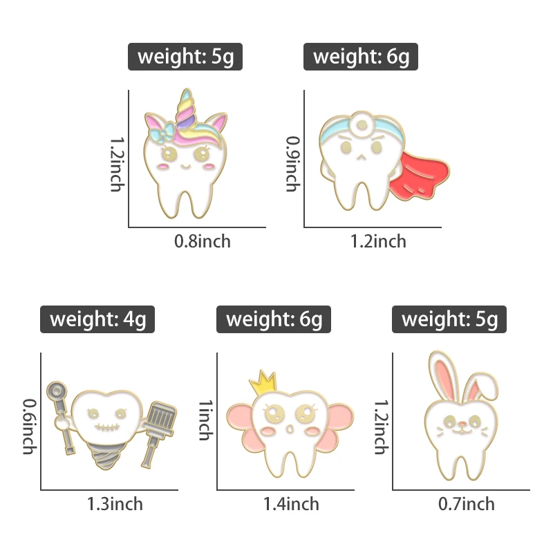 Lovely Tooth Enamel Pin Rabbit Animal Dentist Brooch Badge Metal Accessories Lapel Pin Backpack Hat Gift Doctor Nurse Jewelry image 2