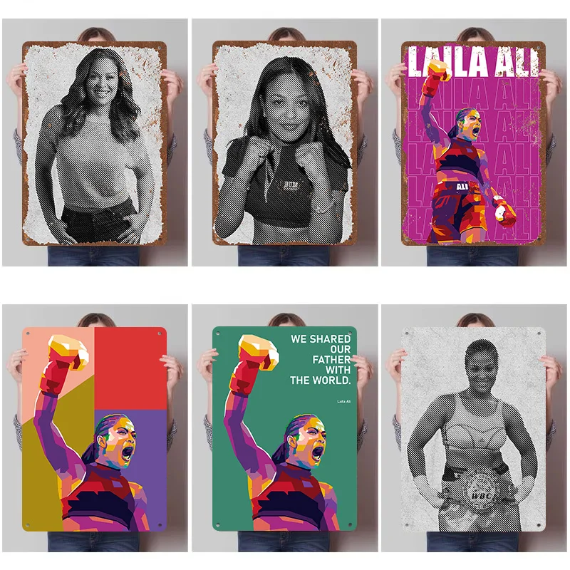 Pôsteres de Metal Laila Ali Boxer, Placas de Metal Vintage Personalizadas, Arte de Parede, Placa de Lata Retrô para Decoração de Casa e Quarto