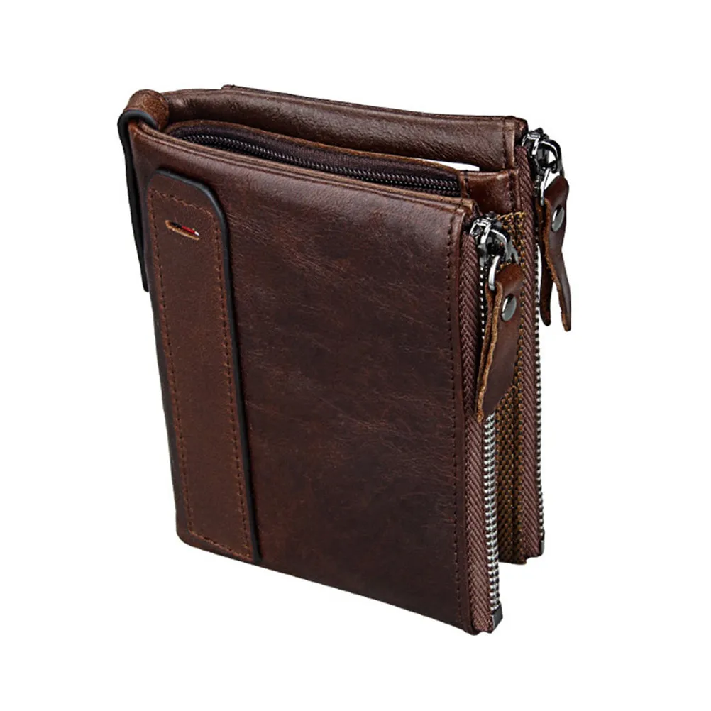 

Мужской кошелек с защитой от скимминга, на молнии, с RFID-защитой, стильный, компактный, с несколькими отделениями, 1 шт.