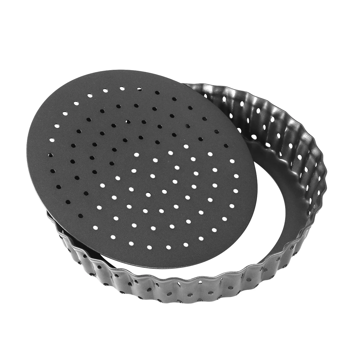 

Non-Stick Carbon Steel Baking Pan Round Pizza Tray Removable Bottom For Cheesecake Tart Quiche Dessert 5In Oven Tool