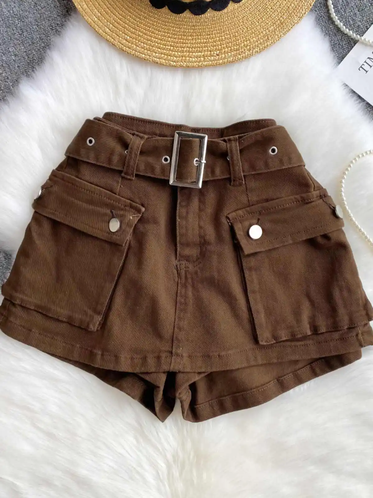 Women's Micro Cargo Denim Shorts Low Waist Mini Jeans Shorts 2000s Y2k Harajuku Vintage Gothic Cowboy Short Pants Clothes Summer