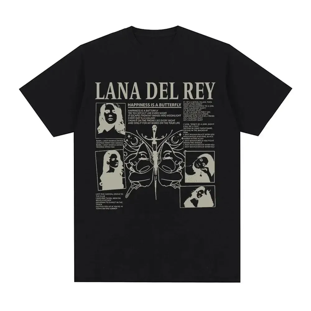 เสื้อยืดสตรีทเสื้อฮิปฮอปฮาราจูกุพิมพ์ลายผู้ชายแฟชั่นนักร้อง Lana Del Rey เสื้อ Y2k ใช้ได้ทั้งชายและหญิง