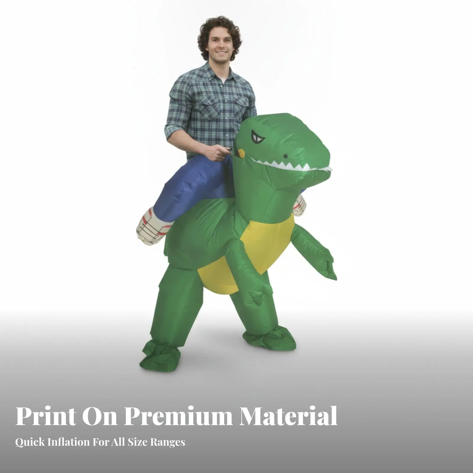 Green Blow Up Dinosaur Costume for Men Women Carnival Dance Party Inflatable T Rex Suit Funny