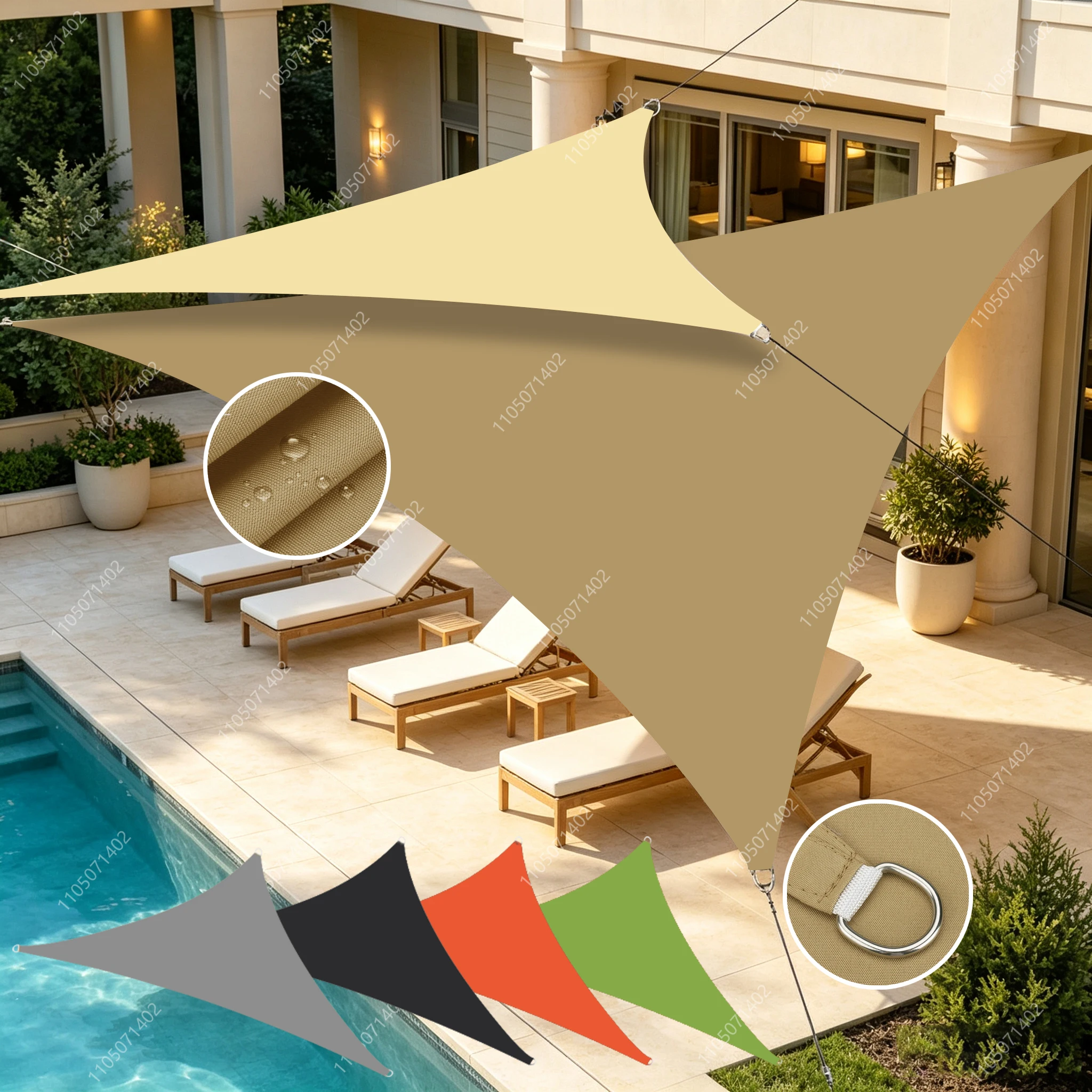 Custom Size Triangle Sun Shade Sail, Waterproof Anti‑UV Outdoor Canopy Awning for Backyard Lawn Garden Party Decoration
