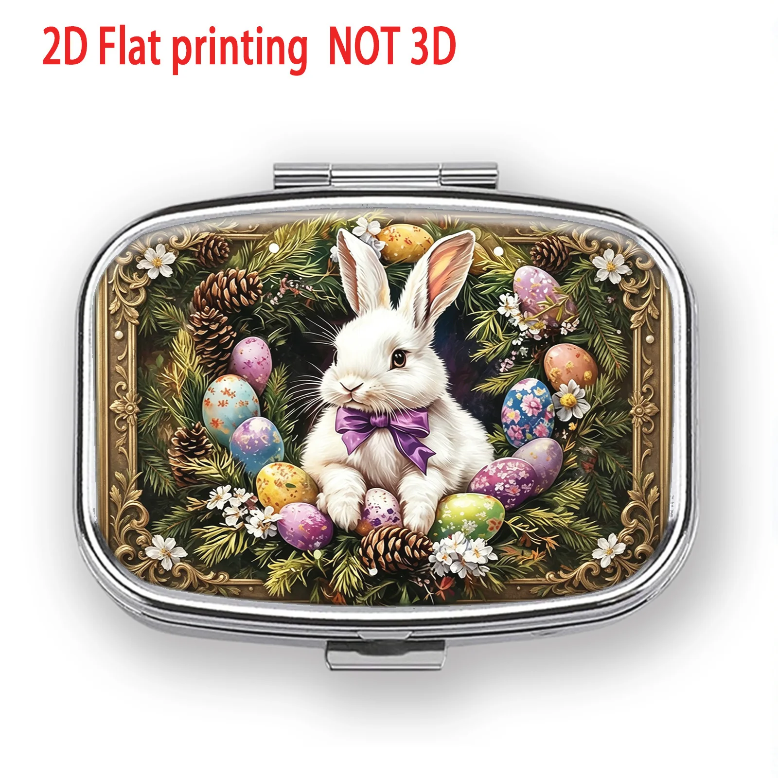 Single pack, flat print, Easter colorful protein rabbit, springtime fun pastoral style, box, portable and safe, jewelry box, travel box, vitamin storage bag. Compact and full of energy
