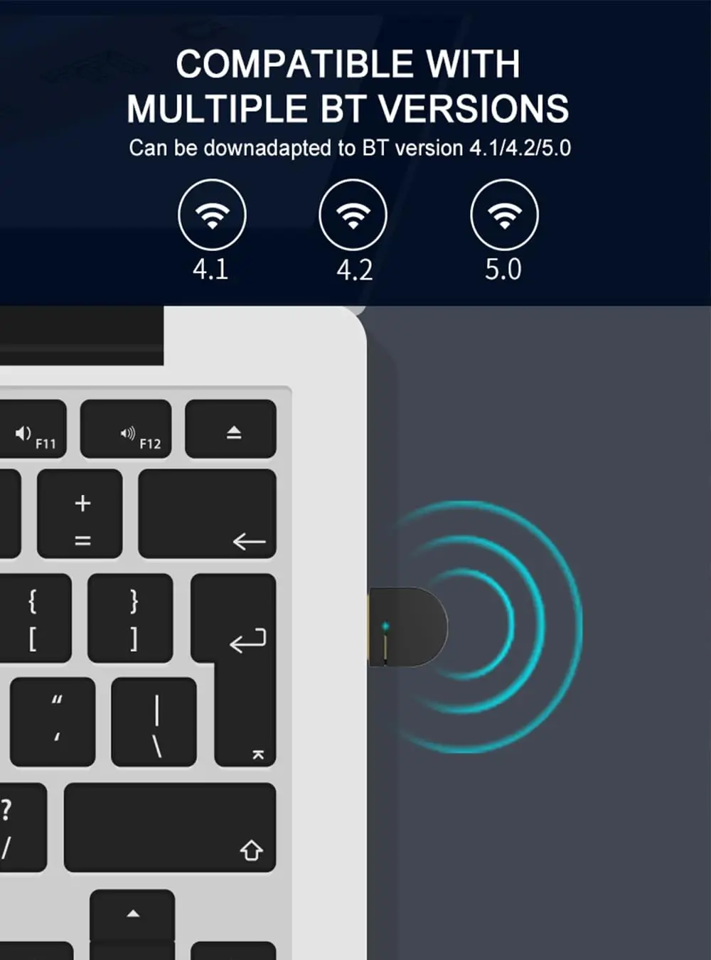 eppfun USB Bluetooth 5.3 AAC Adapter Wireless Dongle Transmitter for PC Windows 11 /10/ 8.1   For Mouse speaker keyboard