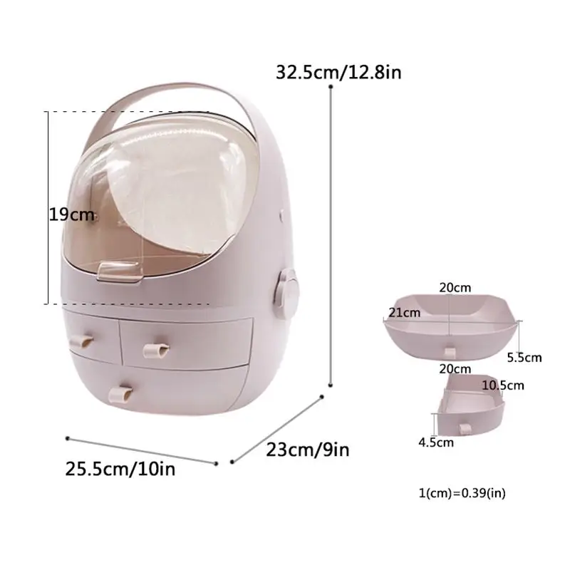 waterproof-dustproof-cosmetics-storage-box-large-batoom-organizer-round-face-men's-sunglasses-zipper-closure-clear-plastic