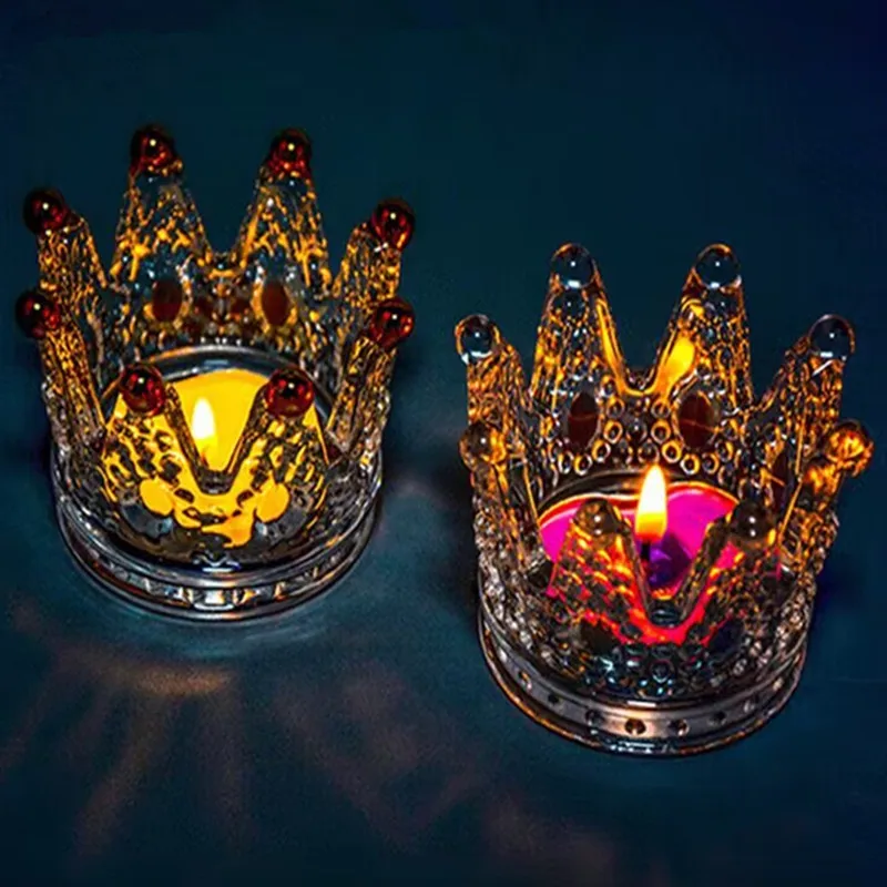 Uniwersalny uchwyt na świeca kryształowa szklany złota korona świecznik naszyjnik przedmiot do przechowywania pierścieni dysk kreatywna popielniczka 6 szt
