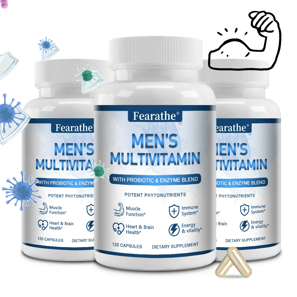 Men's Multivitamin Supplement - Contains Vitamin C D3 B12 Minerals, Probiotics for Muscle, Immune Health, Antioxidants