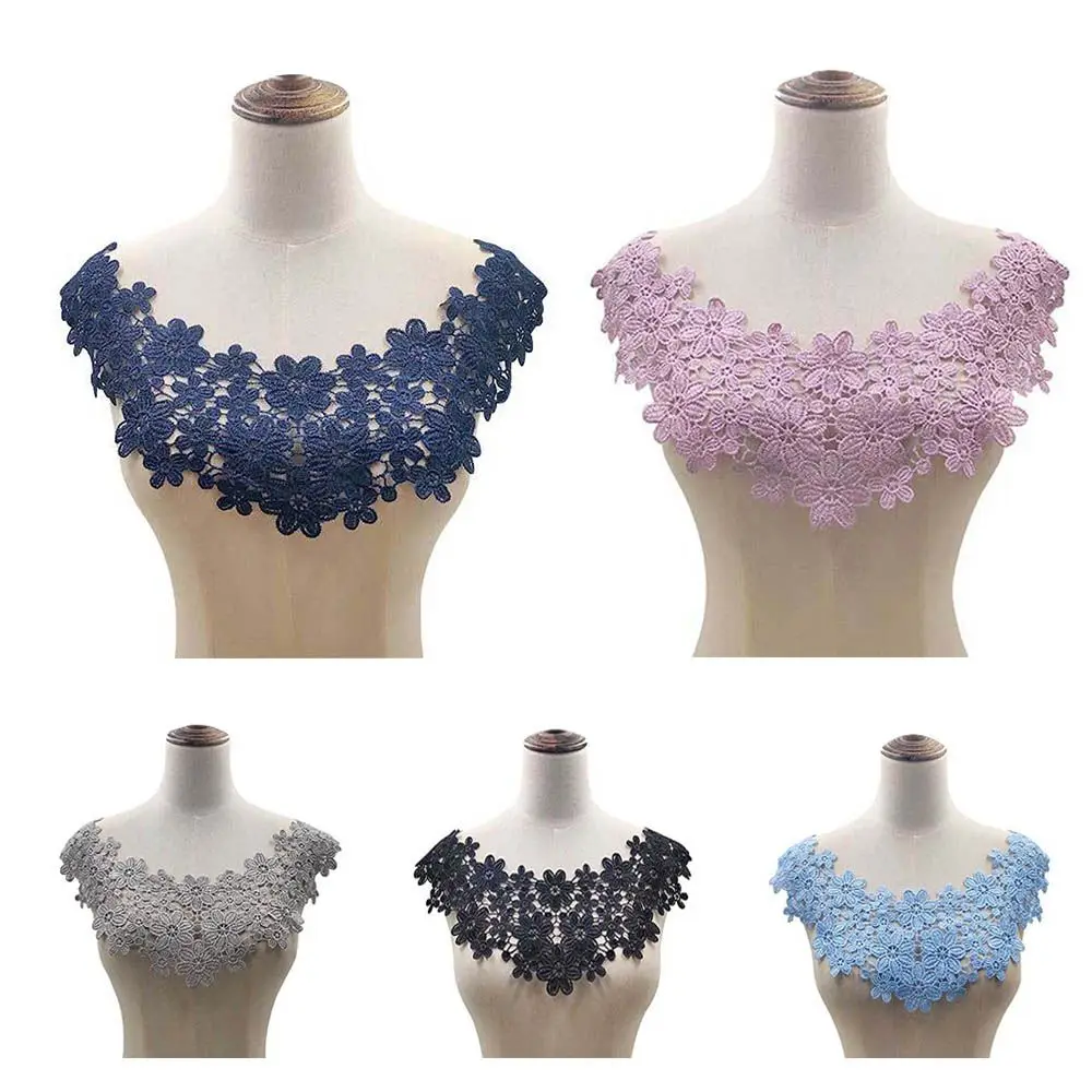 NEW Embroidery Flower Lace Collar Fabric Sewing Applique DIY Patches Ribbon Trim Neckline Wedding Dress Cloth Decor