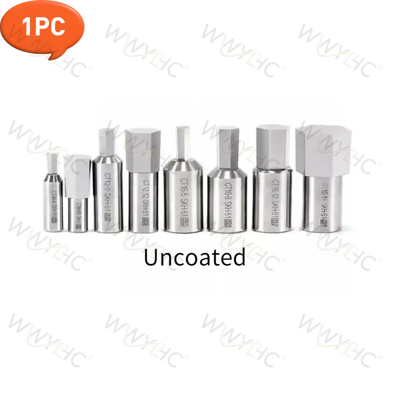 

1PC CT08 CT12 CT16 HSS Rotary Broach, 8mm Shank Inner Hexagon Punching Cutter, Uncoated for Copper Aluminum