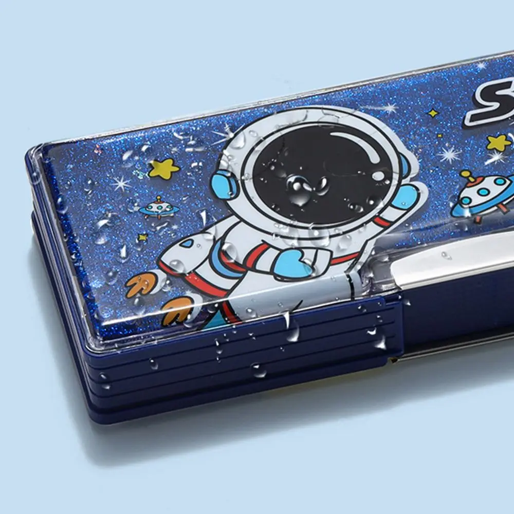 Capybara/Astronaut Multifunktionales Federmäppchen, doppelseitig, mit großer Kapazität, Stiftbox, Treibsand-Dekor, Schreibwaren-Box, Geschenk