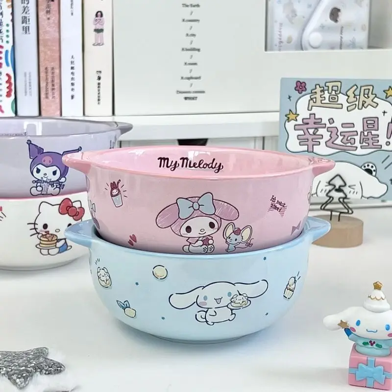 Милый мультфильм Sanrio Kuromi Моя мелодия Керамическая миска для риса Детская анимация Kawaii посуда миска подарок на день рождения оптом