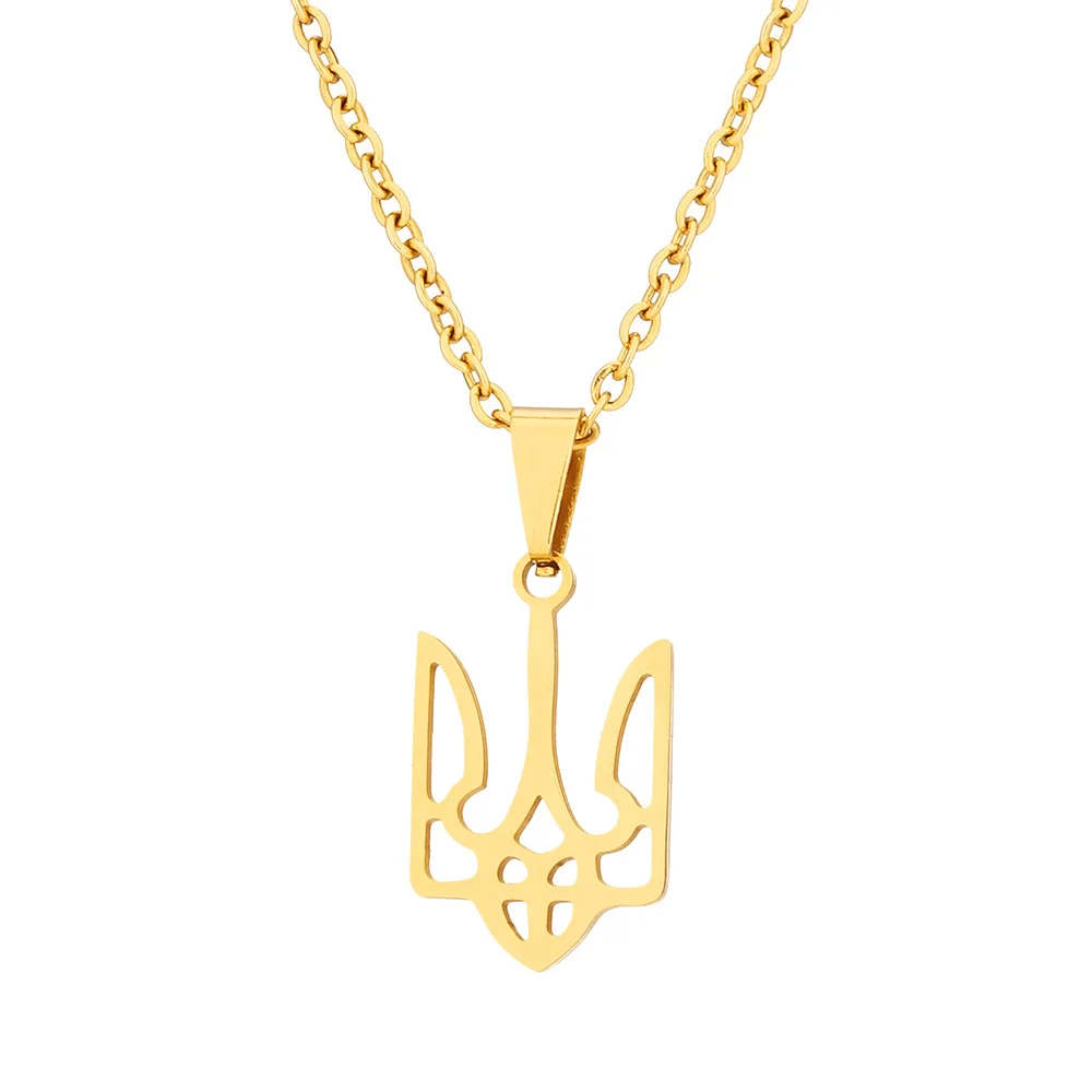 Ukraine national emblem necklace party jewelry stainless steel pendant simple clavicle collar chain wholesale